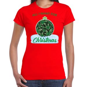 Wiet Kerstbal shirt / Kerst t-shirt All i want for Christmas rood voor dames