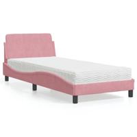 Bed met matras "Dover" fluweel roze 90x200 cm