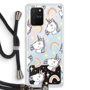 Rainbow Unicorn: Samsung Galaxy S10 Lite Transparant Hoesje met koord