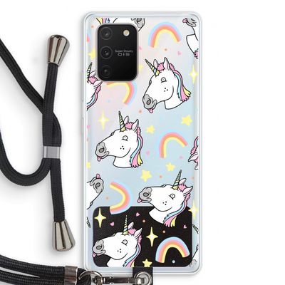 Rainbow Unicorn: Samsung Galaxy S10 Lite Transparant Hoesje met koord