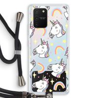 Rainbow Unicorn: Samsung Galaxy S10 Lite Transparant Hoesje met koord