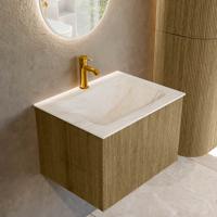 Badmeubel Mondiaz Kurve-Dlux | 60 cm cm | Meubelkleur Dusk | Wastafelkleur Ostra | Solid surface | Wasbak midden spoelbak | 1 kraangat