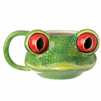 Koffie mok/beker kikker print van 400 ML - Kikkers artikelen - Dieren cadeau