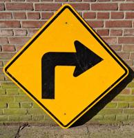Right Turn Pijl Verkeersbord - 76 x 76cm - Origineel