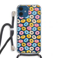 Pink donuts: iPhone 12 mini Transparant Hoesje met koord