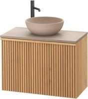 Ben Linea voorgemonteerd badmeubel incl. beige betonnen waskom 80cm eiken naturel/beige beton kraangat links