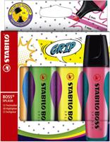 Markeerstift Stabilo Boss Splash 4 kleuren