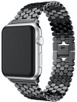Apple Watch vis stalen schakel band - zwart - iwatch - Horlogeband Armband Polsband
