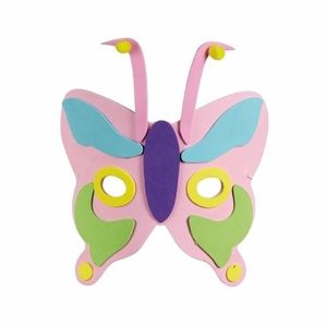 Roze kindermasker in de vorm van een vlinder 18cm