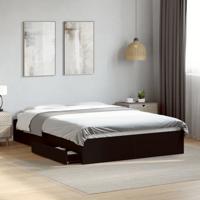 Bedframe met lades bewerkt hout zwart 140x200 cm