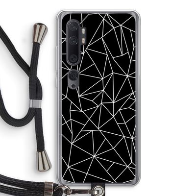 Geometrische lijnen wit: Xiaomi Mi Note 10 Pro Transparant Hoesje met koord