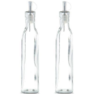 Zeller Azijnfles of Oliefles - 2x - glas - 270 ml - schenktuit - Doseerflessen voor op tafel