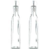 Zeller Azijnfles of Oliefles - 2x - glas - 270 ml - schenktuit - Doseerflessen voor op tafel