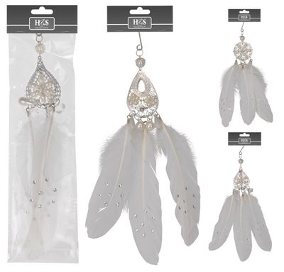 5 stuks! Hangdecoratie met veer 5x26 cm - Nampook