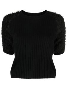 PINKO haut nervuré à manches courtes - Noir