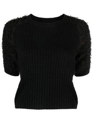 PINKO haut nervuré à manches courtes - Noir