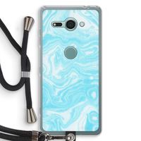 Waterverf blauw: Sony Xperia XZ2 Compact Transparant Hoesje met koord