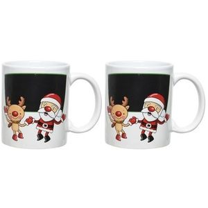 Set van 2x stuks kerst bekers/mokken 300 ml rendier/kerstman