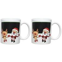 Set van 2x stuks kerst bekers/mokken 300 ml rendier/kerstman