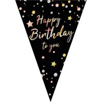 Happy Birthday vlaggetjes slinger/vlaggenlijn zwart van 5 meter - thumbnail