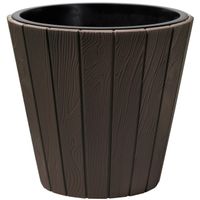 Plantenpot/bloempot Wood Style - buiten/binnen - kunststof - donkerbruin - D40 x H37 cm - thumbnail