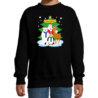 Kersttrui sweater voor kinderen - Kerst dieren vriendjes - zwart - lange mouwen Kersttrui sweater voor kinderen - Kerst dieren vriendjes - zwart - lange mouwen