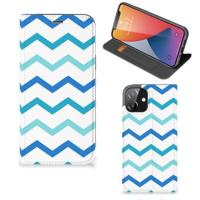iPhone 12 | iPhone 12 Pro | Hoesje met Magneet | Zigzag Blauw iPhone 12 | iPhone 12 Pro | Hoesje met Magneet | Zigzag Blauw