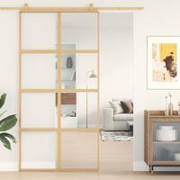 VidaXL Schuifdeur 102,5x205 cm helder esg-glas en aluminium goudkleur