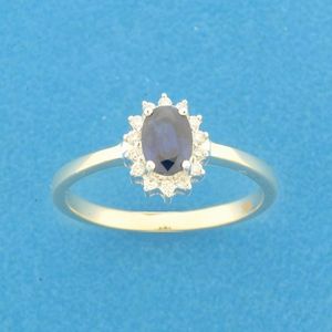 TFT Ring Saffier En Diamant 0.10ct H SI Bicolor Goud