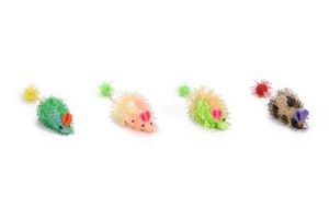 Beeztees langharige muis - kattenspeelgoed - regenboog - 6,5x3,5x3 cm