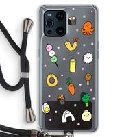 Happy bento friends: Oppo Find X3 Pro Transparant Hoesje met koord