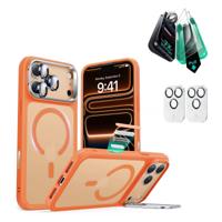iPhone 17 Pro Max Bundle Classic Hybrid Magnetic Case (Camera Control, Stash Stand) and Armorite Screen Protector - Frosted Orange