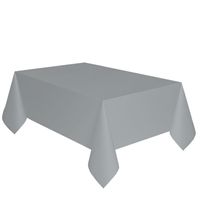 Papieren tafelkleden/tafellakens decoratie zilver grijs 137 x 274 cm - thumbnail