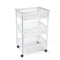 Opberg organiser trolleys/roltafels met 3 manden 62 cm in het transparant