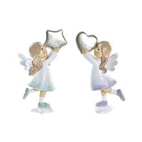 Kerstversiering DKD Home Decor Hars Engel (6 x 5,5 x 11,5 cm) (2 Stuks)