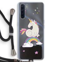 Regenboog eenhoorn: Oppo A91 Transparant Hoesje met koord - thumbnail