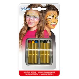 Schminkkrijtjes - 6x - gekleurd - schminkset/schminkstiften - Carnaval/Halloween