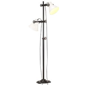 VidaXL Vloerlamp met 2 lampenkappen e27 gietijzer wit