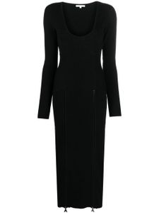 Patrizia Pepe ribbed zip-details midi dress - Noir