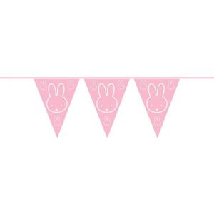 Geboorte meisje vlaggetjes - Roze Nijntje thema vlaggenlijn - 600 cm - kunststof