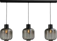 Masterlight Eetkamerlamp Lett lll 28 3-lichts zwart met smoke glas 2161-05-05-28-130-3