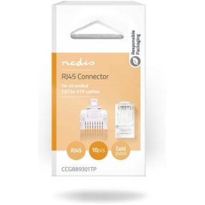 RJ45-Connector | Male | UTP CAT5 | Recht | Verguld | 10 Stuks | PVC | Transparant | Doos