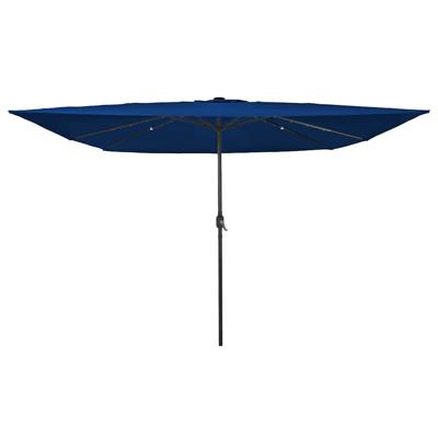 Parasol vierkant met LED-verlichting 295x245 cm azuurblauw