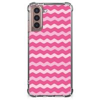 Samsung Galaxy S21 Plus Doorzichtige Silicone Hoesje Waves Pink