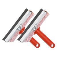 Raamwisser / raamtrekker met rood plastic handvat 19 cm - 2x - Raamtrekkers / ramenlapper