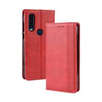 Magnetische Buckle retro Crazy Horse textuur horizontale Flip lederen case voor Motorola één actie met houder & kaartsleuven & fotolijstjes (rood)
