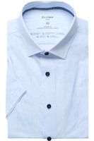 OLYMP Luxor 24/Seven Dynamic Flex Modern Fit Jersey shirt blauw, Melange - thumbnail