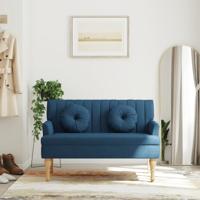 Bankje met kussens 113x64,5x75,5 cm stof blauw