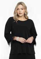 Yoek Shirt A-lijn met veren | Zwart | Maat 50/52 Yoek Shirt A-lijn met veren | Zwart | Maat 50/52
