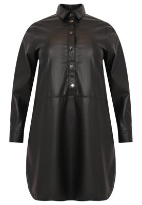 Yoek Blouse-jurk LEATHER | Zwart | Maat 54/56